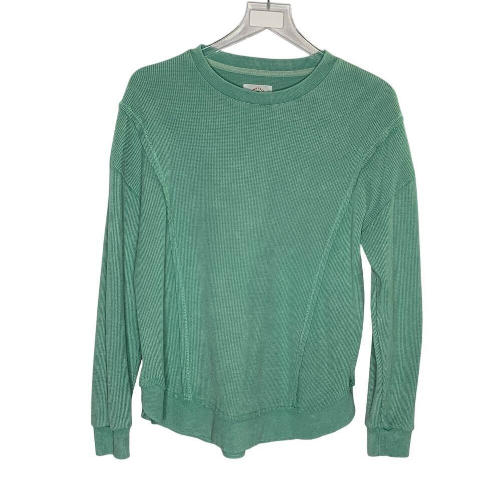 Sunnyside by Sundry Waffle Knit Lounge Top M Mint Green Thermal